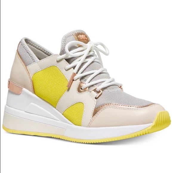 yellow wedge sneakers